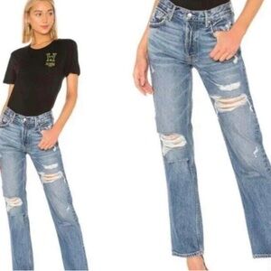GRLFRND Jeans 26 Helena High Rise Straight Leg Heartbreak Express Distressed